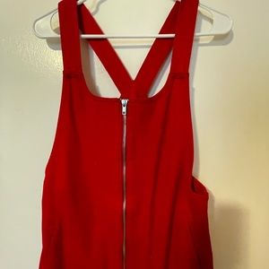Red Women's Top with Zipper Detail